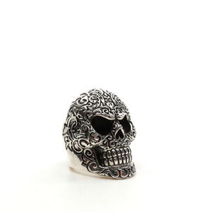 King Baby Studio Full Baroque Skull Statement Ring Fine Silver .925 Size 9.5